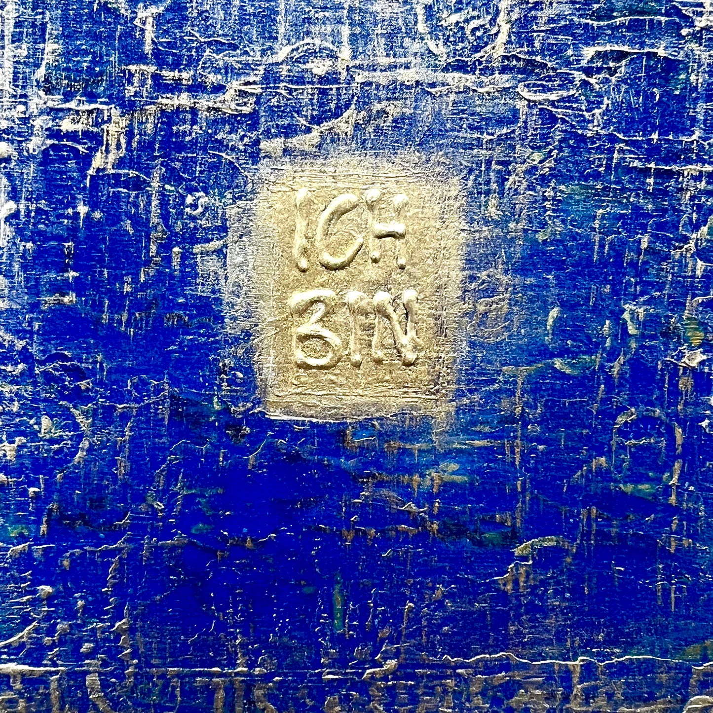 Kult Kiste ICH BIN Original DKult ART Unikat Danja Kulterer Einzelstück Kunst kaufen online Geschenke Weihnachtsgeschenk blau gold Holzkiste handbemalt