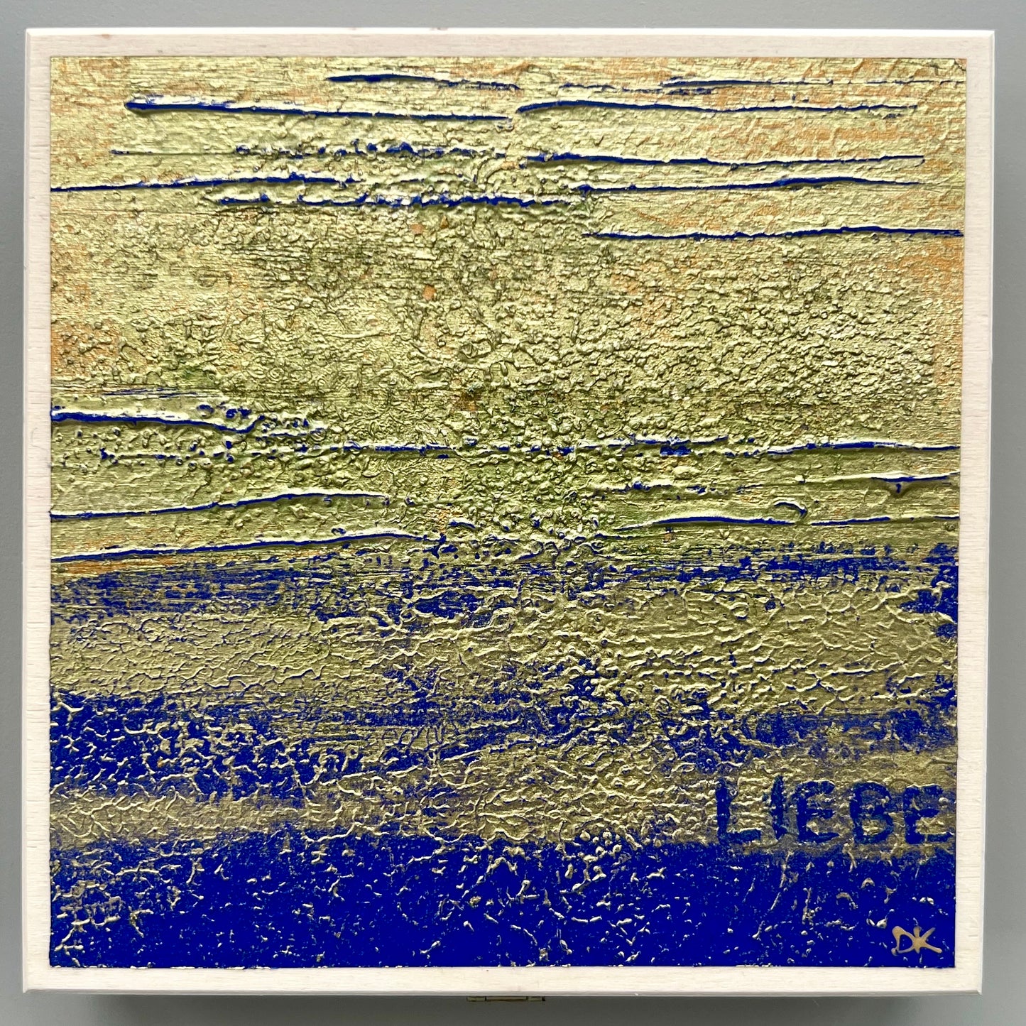KULT Kiste LIEBE Original handbemalt Holzkiste Danja Kulterer Unikat Schoko Trüffel Pralinen Geschenke Sammlerstück Kunst online kaufen blau gold