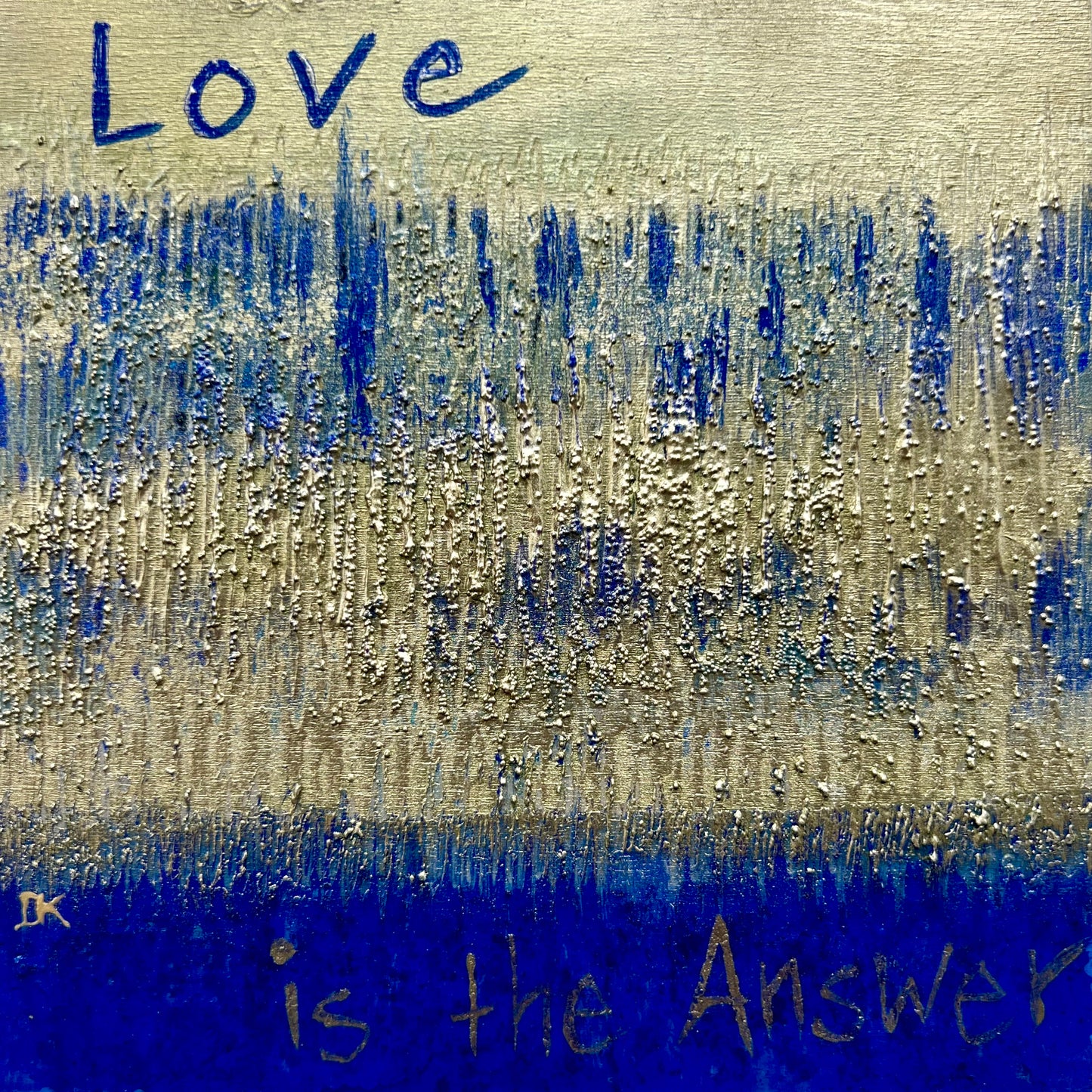 Kult Kiste Love is the Answer Original DKult ART Unikat Danja Kulterer Einzelstück Kunst kaufen online Geschenke Weihnachtsgeschenk  Sammlerstück blau gold