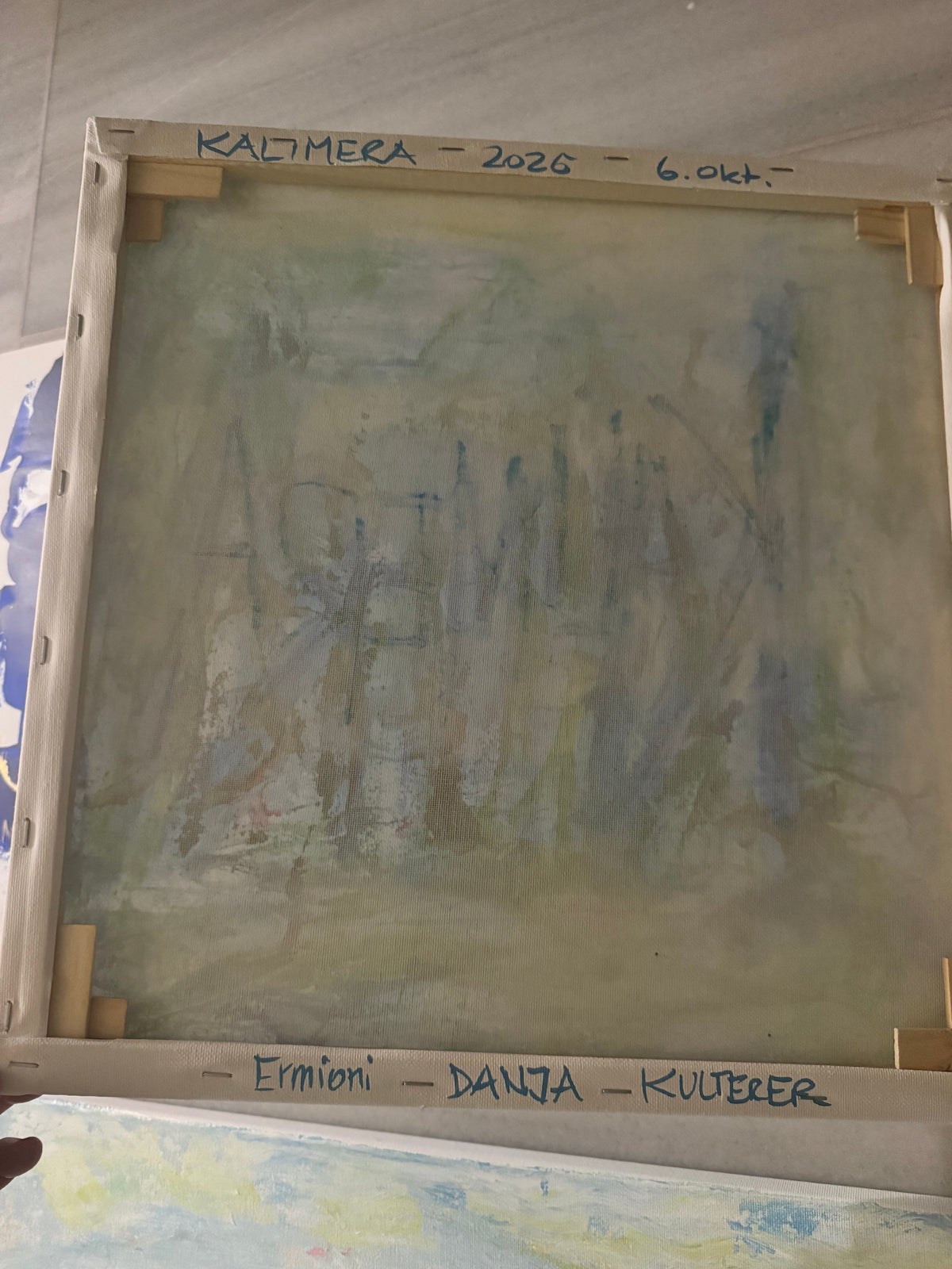 KALIMERA 1 – handsigniertes Original DKult ART, abstrakte Kunst mit Blattgold-Akzenten, 40 x 40 cm